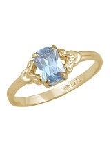 elegant lovely gold cz March baby birthstone ring